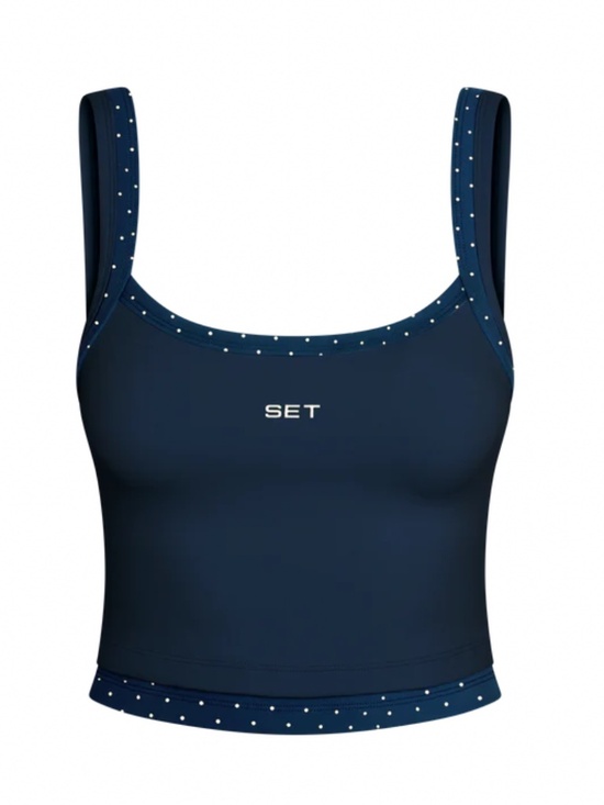 SET Active Tops - Set active club navy polka dot tank XS